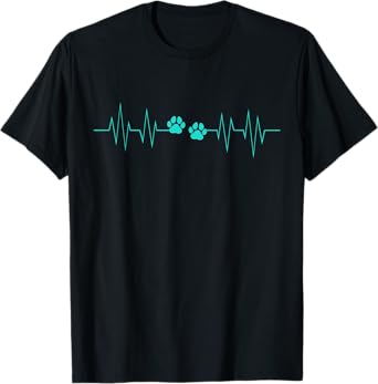 Paw Print Heartbeat Funny EKG Veterinary Veterinarian Gift T-Shirt