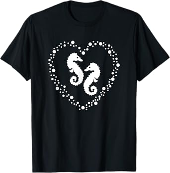 Seahorses in love in bubble heart mystical sea creatures T-Shirt