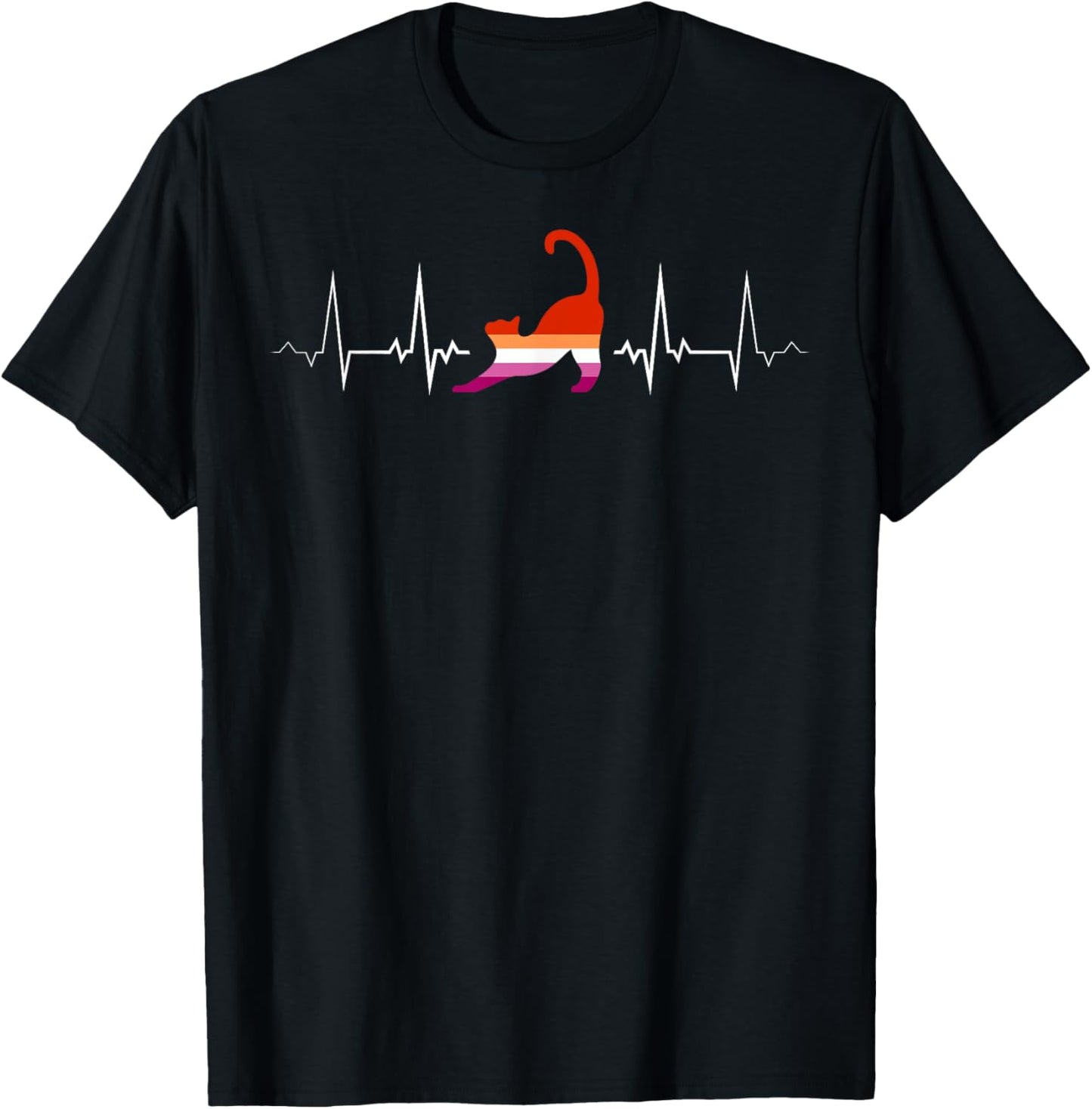 Lesbian Heartbeat Cat Pride Cute LGBTQ+ T-Shirt