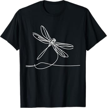 Elegant Line Art Simple Drawing Artwork Dragonfly T-Shirt