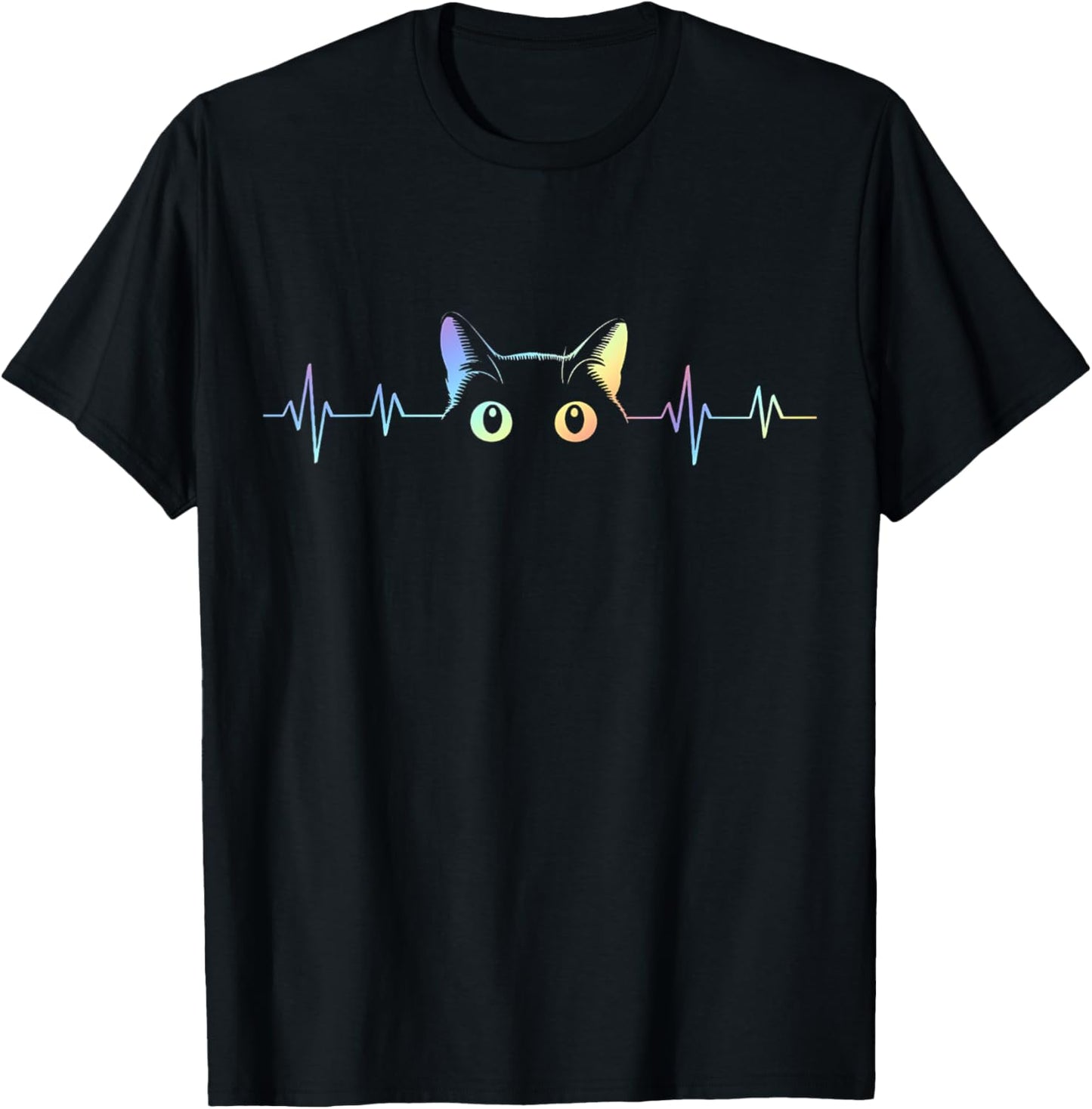 Heartbeat Cat Lover Animal Silhouette Cute Cat T-Shirt