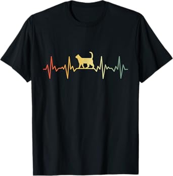 Funny Cat HeartBeat Designs Men Women Pets Owner T-Shirt