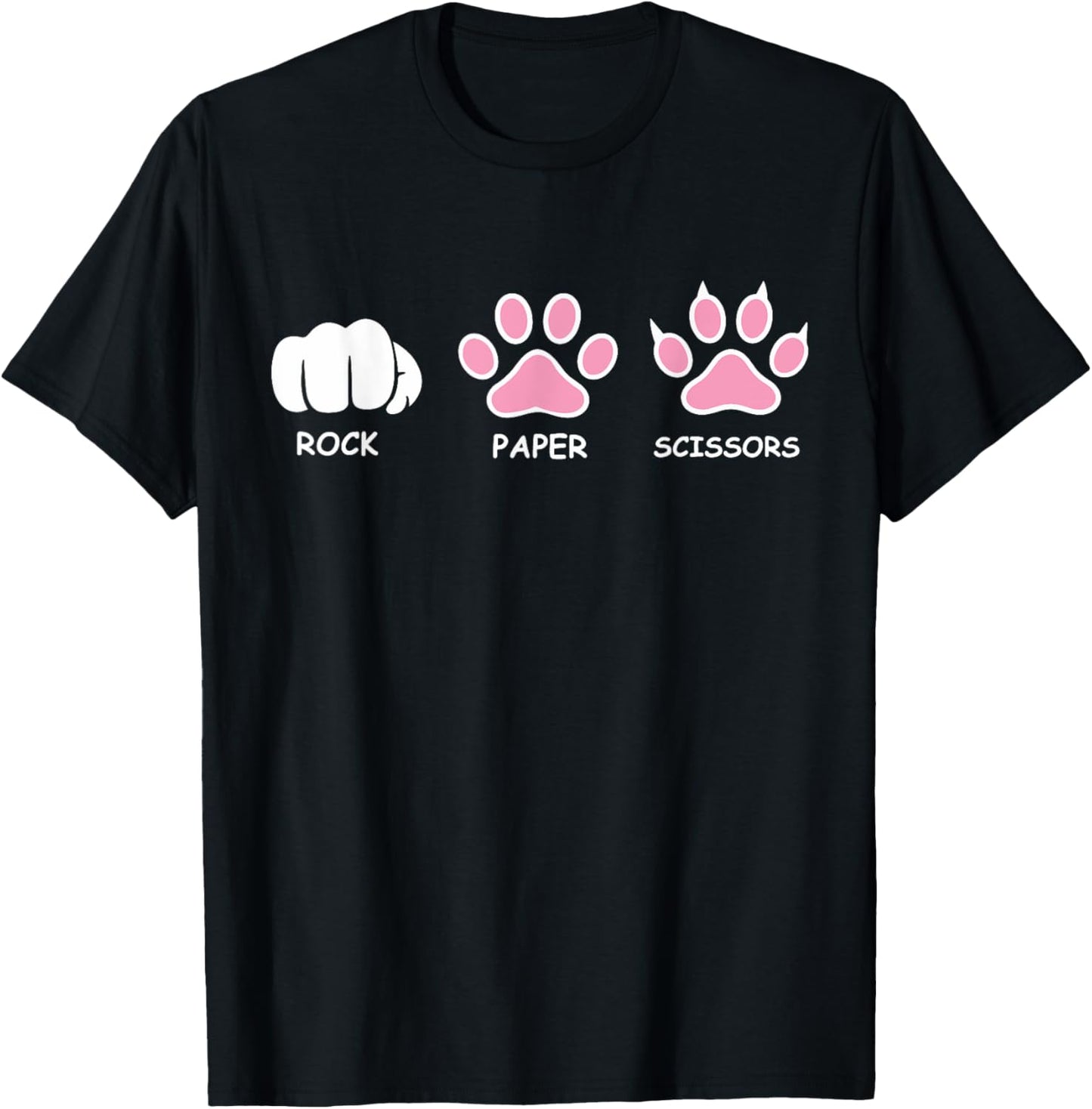 Funny Cat Rock Paper Scissors Hand Game Cute Paw T-Shirt