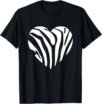 Zebra Heart Animal Lover Stripe Africa Gift Men Women Kids T-Shirt