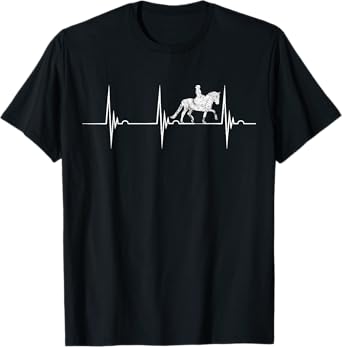 Dressage Horse Riding Heartbeat EKG Pulse Equestrian T-Shirt