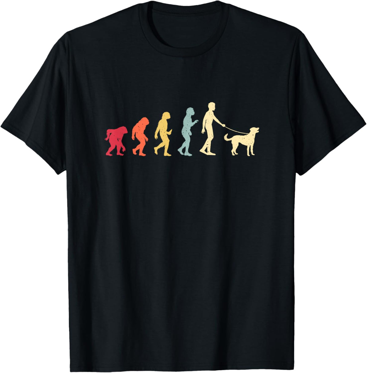 Evolution of Man Walking Dog Humor Graphic Design T-shirt