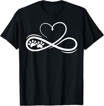 Pawprints Infinite Love Heart Infinity Symbol Design T-Shirt