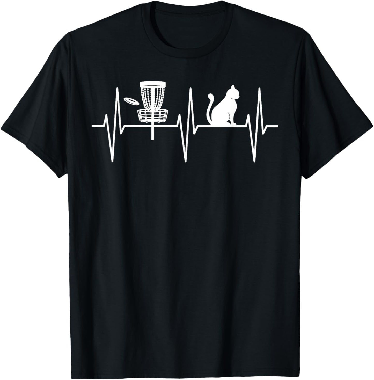 Disc Golf Shirt Funny Cat Lover Heartbeat Disc Golfer T-Shirt