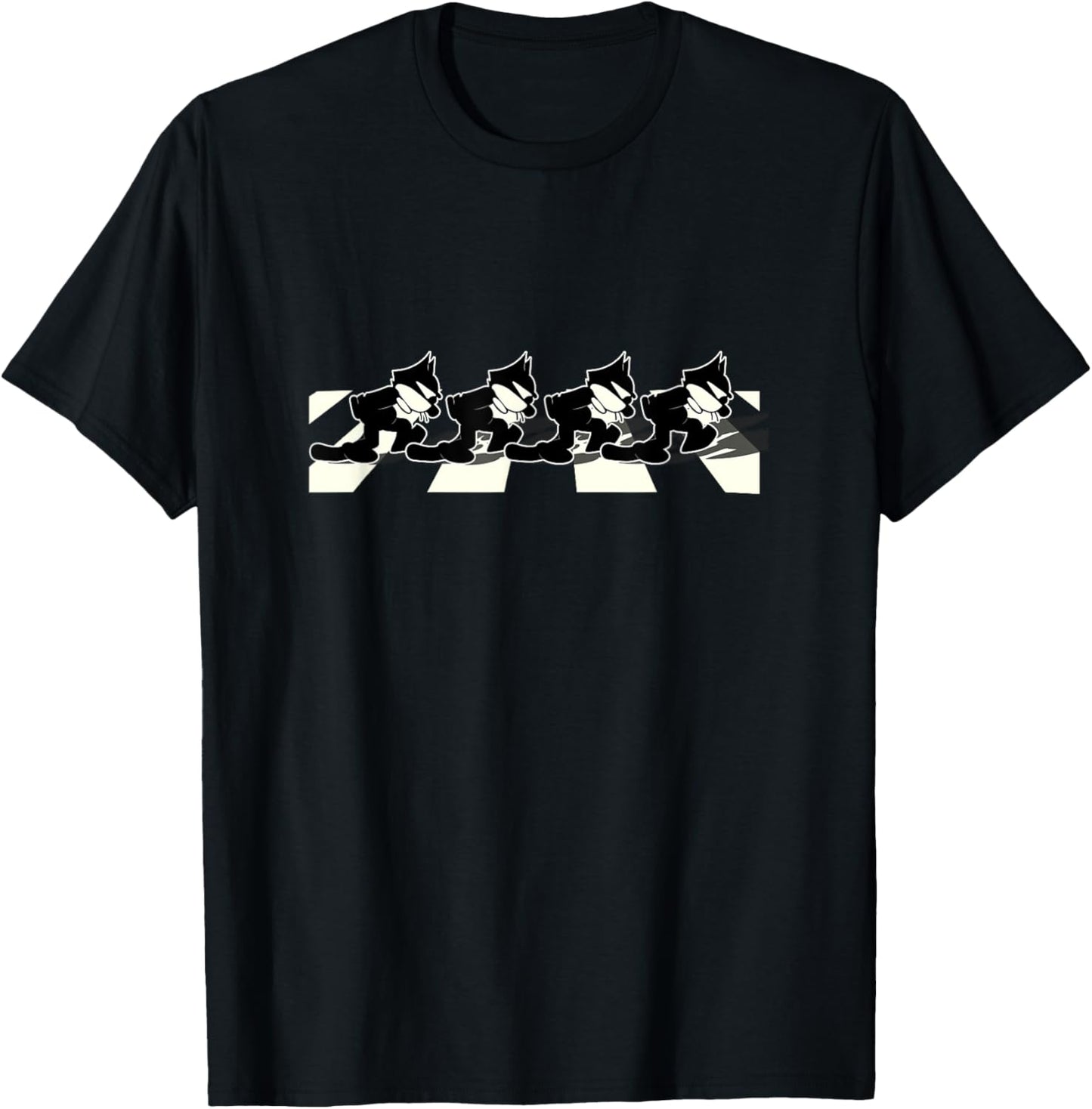 Felix Cat Cartoon Walking on London Road Vintage Cartoon T-Shirt