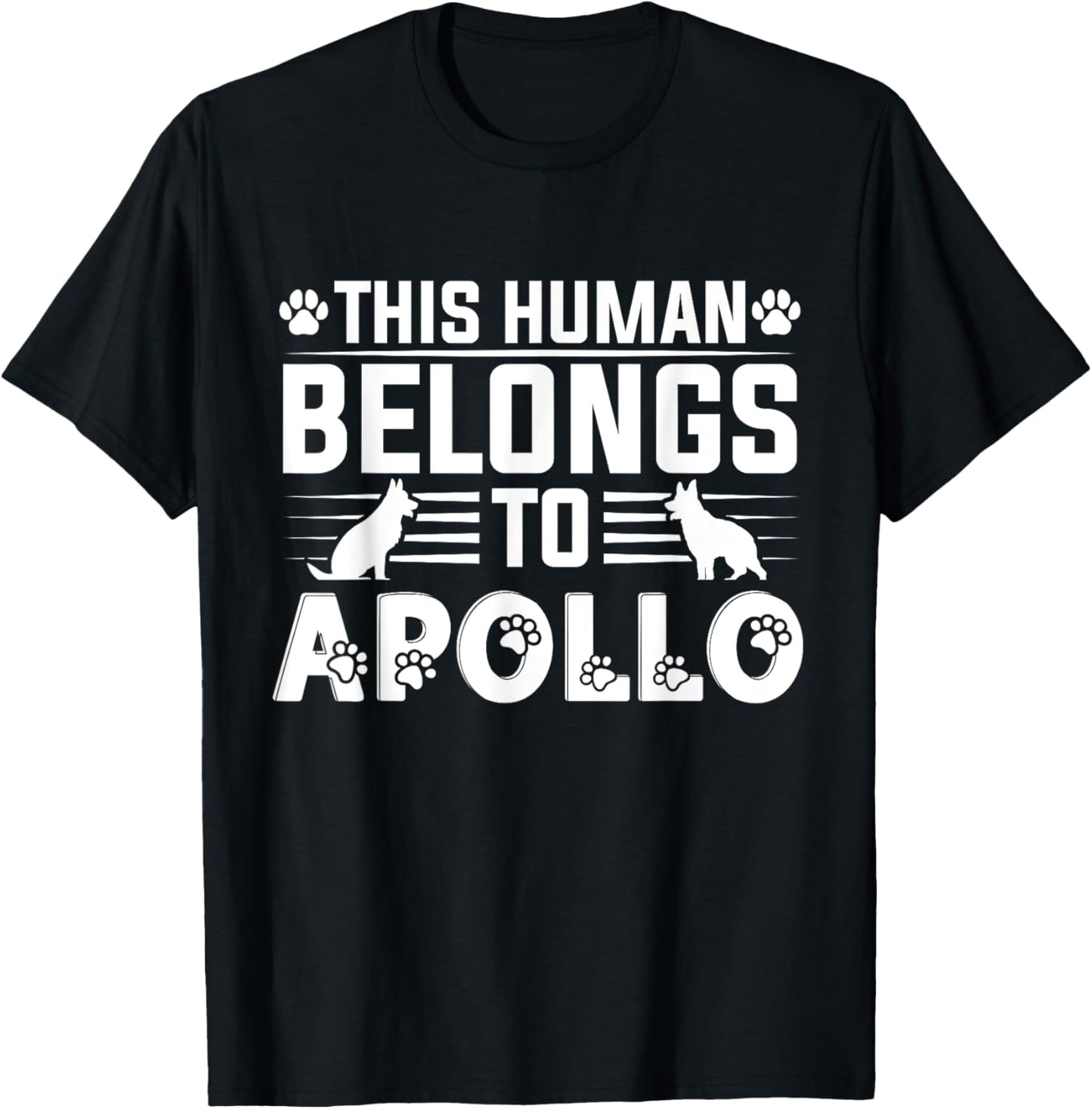 Dog Name Apollo Personalised Gift This Human Belongs To a T-Shirt