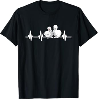 Silkie Chicken Heartbeat ECG Silky Chicken Lover Farmer T-Shirt