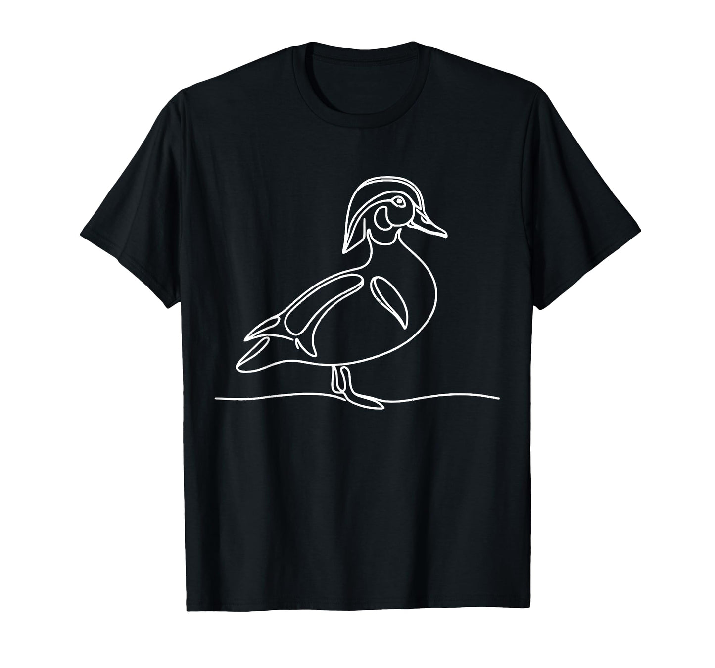 Line Art Bird & Ornithologist Wood Duck T-Shirt