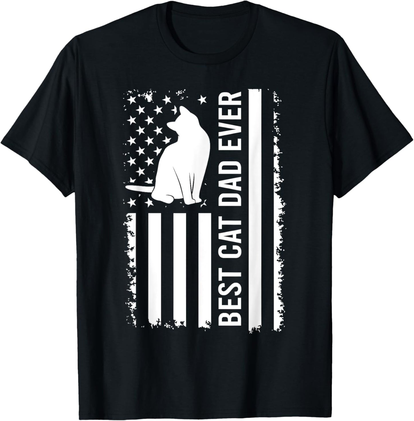 Men's Cat Dad US Flag Kitty Daddy Dad Christmas Fathers Day T-Shirt