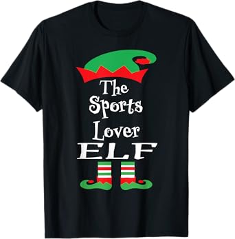 Funny The Sports Lover Elf Shirt Christmas Matching Family T-Shirt