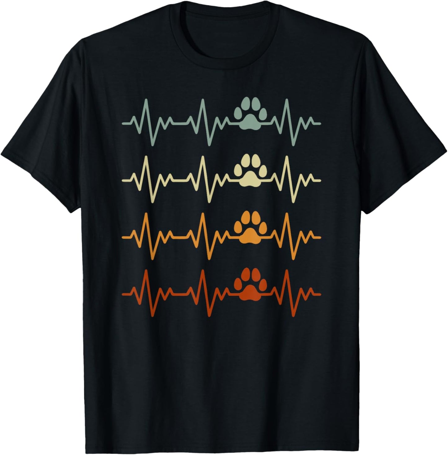 Heartbeat Dog Lovers Paw Funny T-Shirt