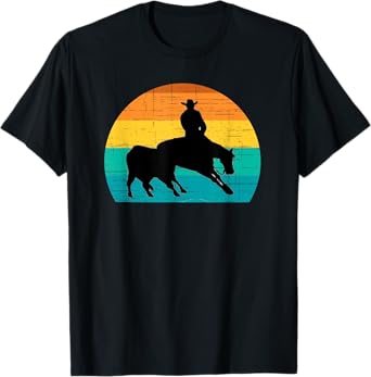 Western Style Equestrian Cutting Retro Sun Style T-Shirt