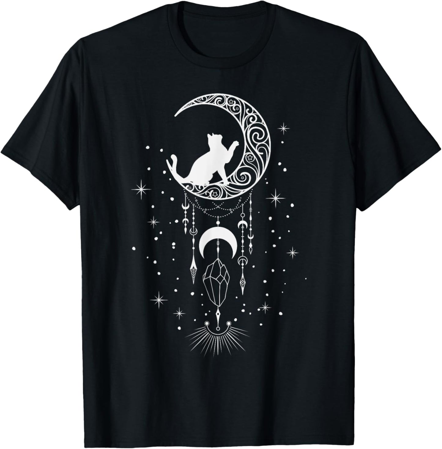 Astrology, Cat, Crescent moon, Dream catcher, Esoteric T-Shirt