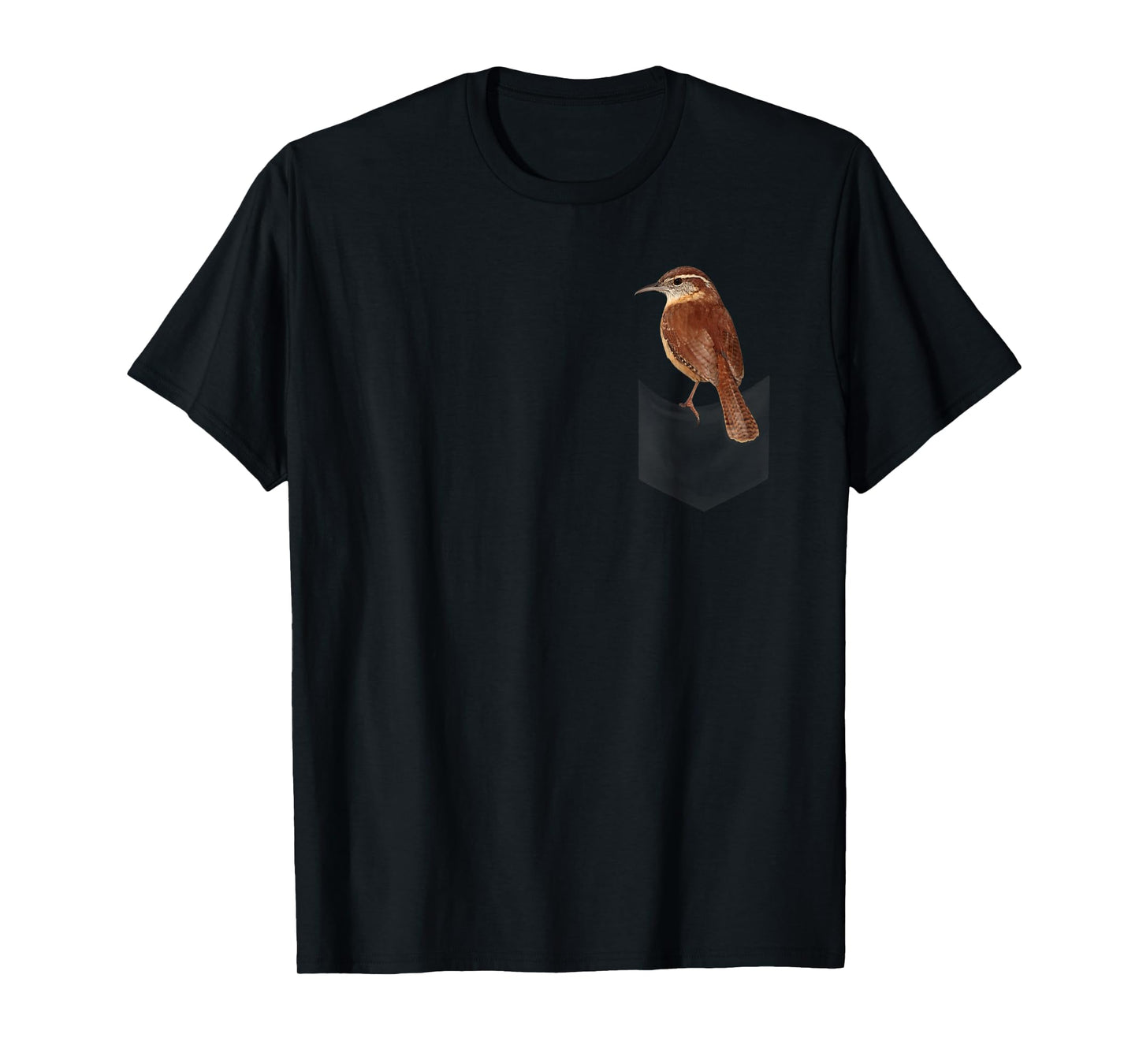 Carolina wren bird on fake pocket on chest T-Shirt