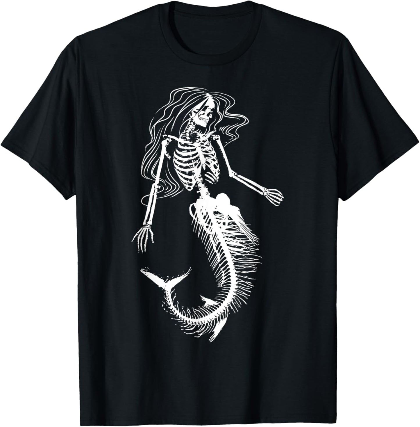 Funny Halloween Mermaid Skeleton Gift Cool Scary DIY Costume T-Shirt