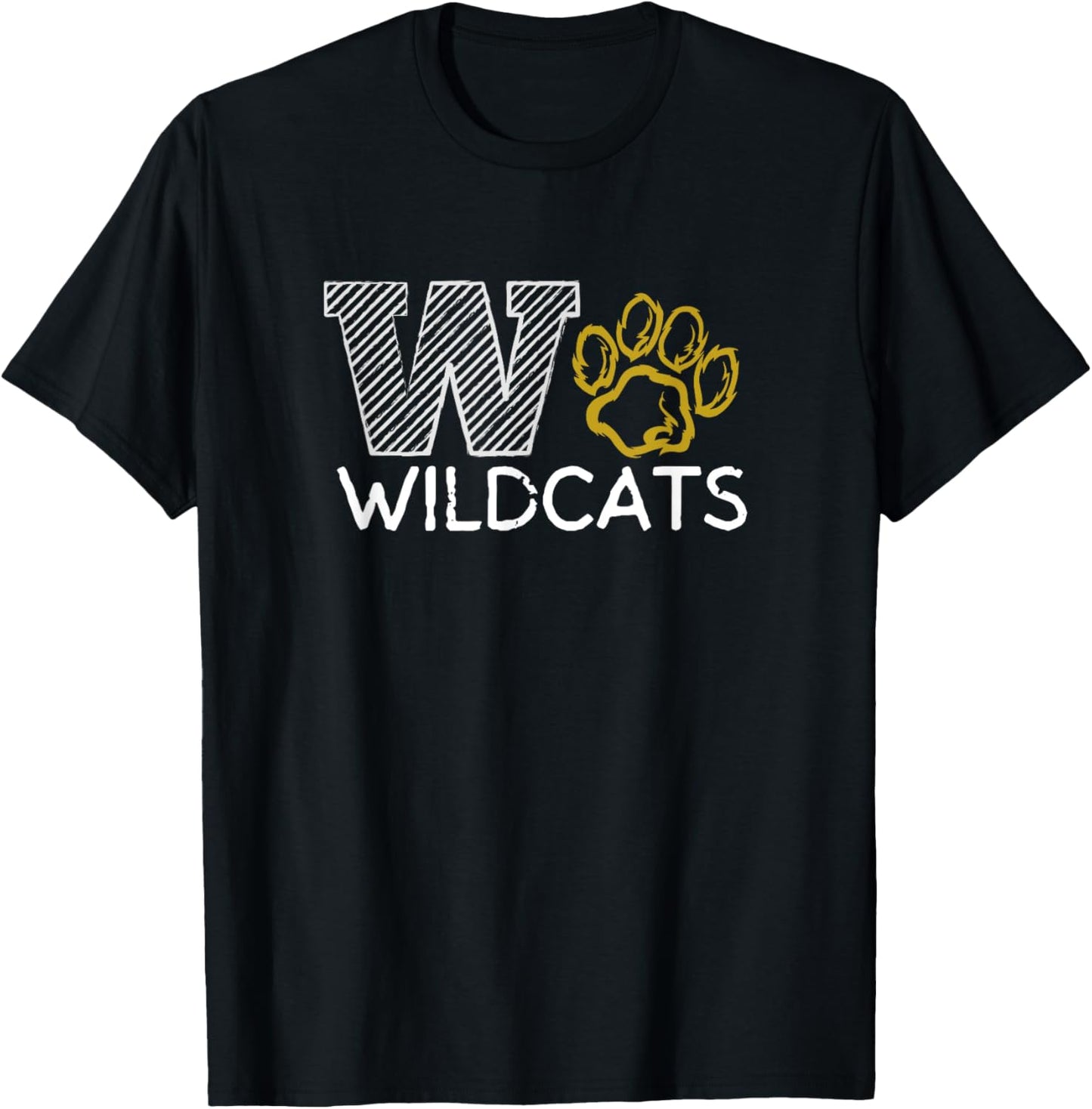 Wildcats Spirit Bold Letter W and Paw Print T-Shirt