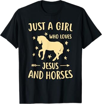 Horse Shirts For Women Teen Girls Jesus And Horses T-Shirt