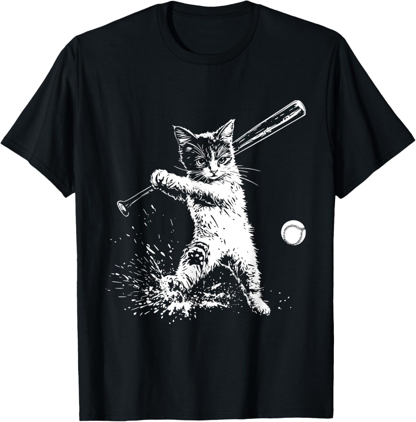 Funny Cat Baseball Graphic T-Shirt