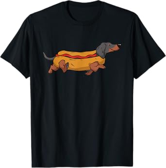 Funny Dachshund In Bun Weiner Hot Dog Cute Foodie Pun Men Women T-Shirt