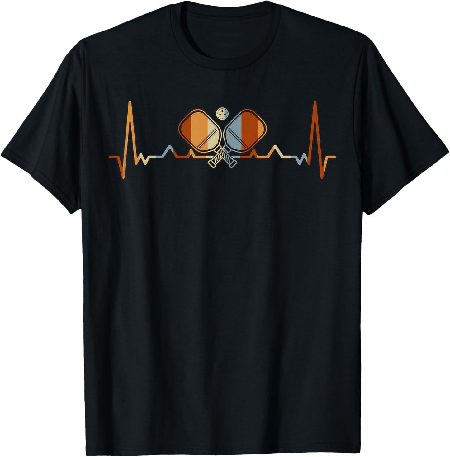Pickleball Lovers Heartbeat in Retro Colors - Pickleball T-Shirt