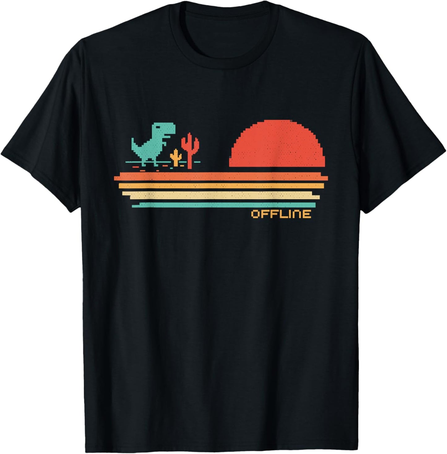 Offline Scare - Pixel Dinosaur / Retro - No Wifi Lost Dino T-Shirt