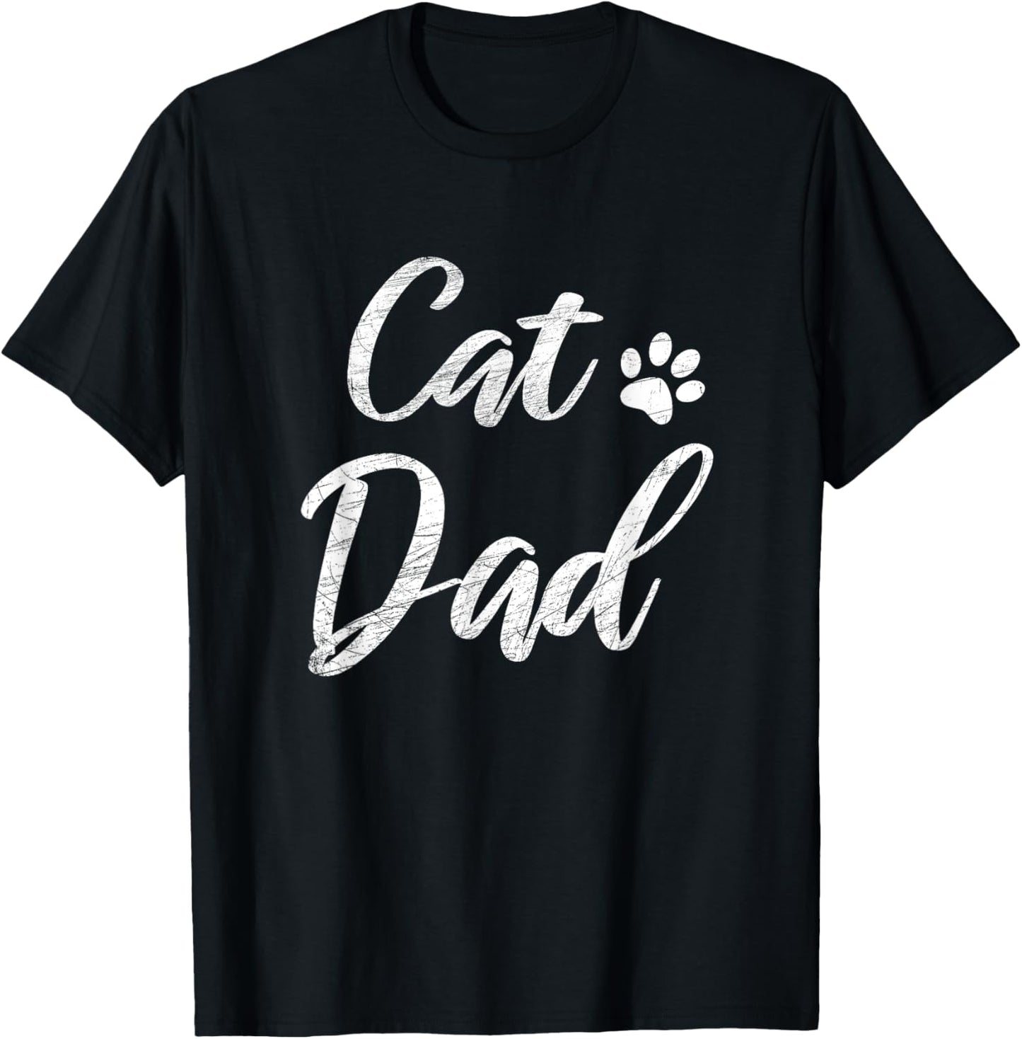 Cat Dad - Vintage Distressed Design - Funny Cat Paw T-Shirt