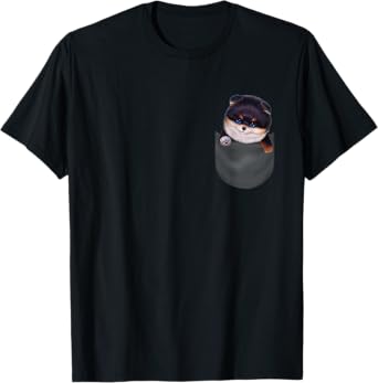 Black Tan Pomeranian Dog in Pocket Men Women Kids T-Shirt
