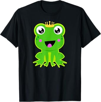 Frog Prince Crown Cute Fairy Tale Graphic Boys Girls Kids T-Shirt