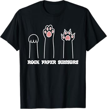 Rock Paper Scissors Hand Game Cute Paw Funny Cat T-Shirt for Men Women Girls Kids