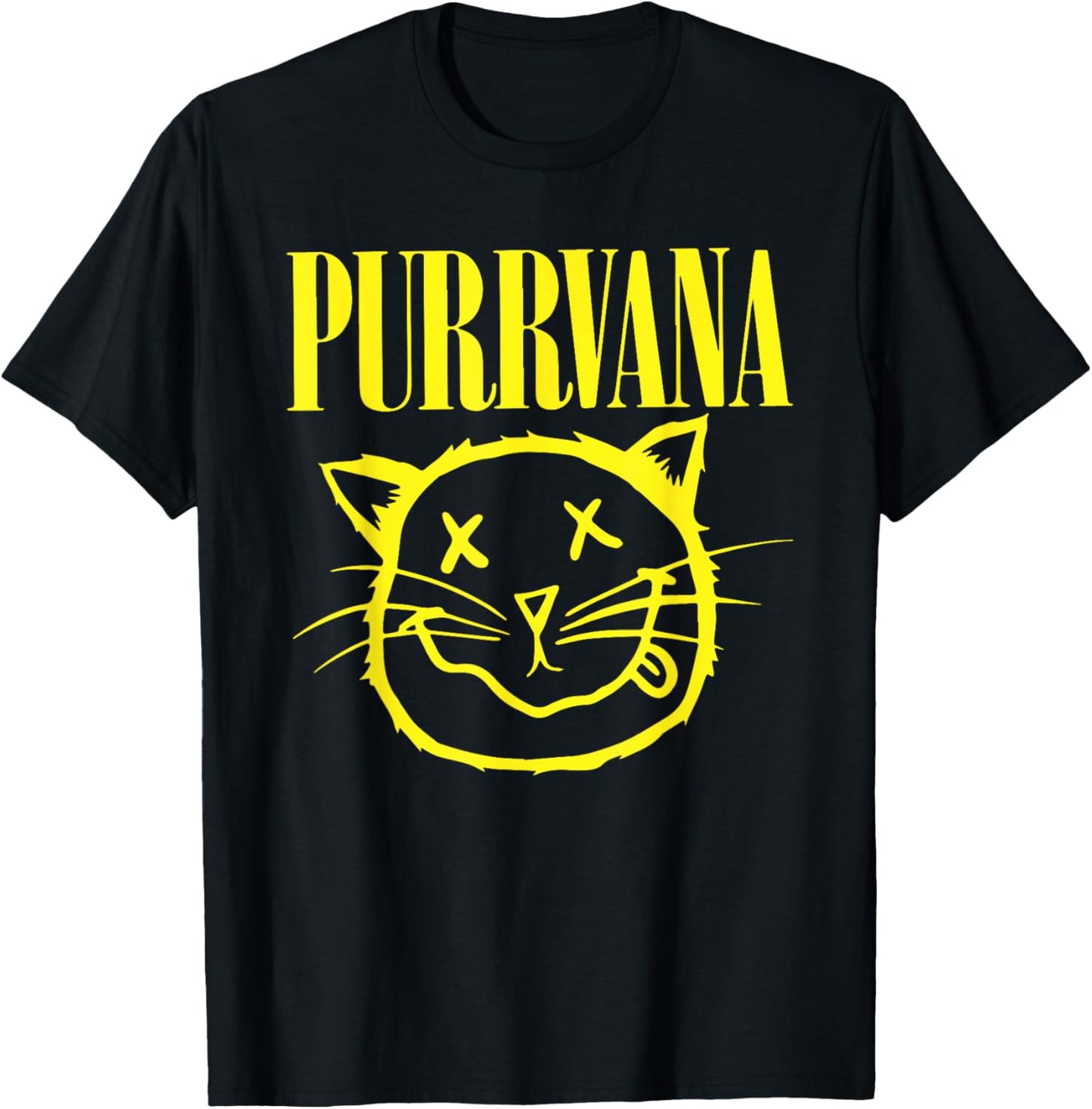 Unisex Adult Cat Lovers Black Cartoon Cat T-Shirt