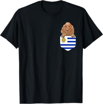 Uruguay Flag Cocker Spaniel Dog In Pocket Men Women Kids T-Shirt