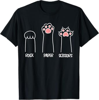Introvert Cat Animal Rescue Pet Lover Apparel Rock Paper Scissors Hand Game Cute Paw Funny Cat T-Shirt