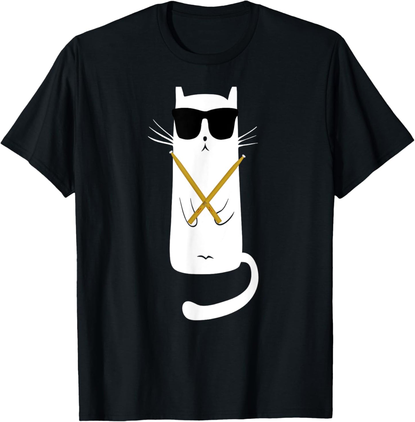 Funny cat wearing sunglasses drums playing drums T-Shirt