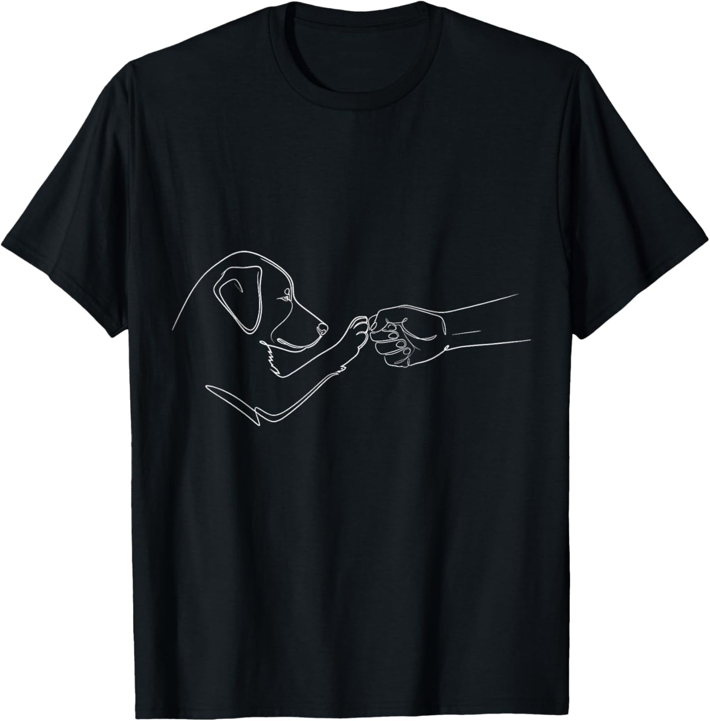 Dog And People Punch Hand Dog Man Friendship Bump Dog's Paw T-Shirt