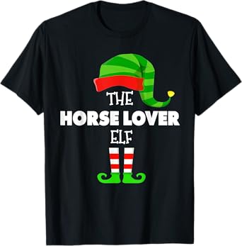 The HORSE LOVER ELF Group Matching Family Christmas PJS T-Shirt