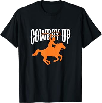 Cowboy Cowgirl Rodeo Western Southern T-Shirt: Cowboy, Horseback Riding, Equestrian, Unisex, Small, Black, Short Sleeve, Crew Neck, T-Shirt