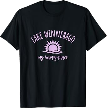 Lake Winnebago My Happy Place WI Boating Fishing Camping T-Shirt