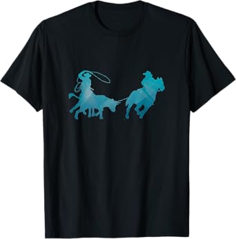 Team Roping Rodeo Tees and Apparel Kids Unisex Adults Western Roping T-Shirt Black Small