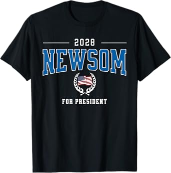 Gavin Newsom 2028 for President Democrat Patriotic US Flag T-Shirt