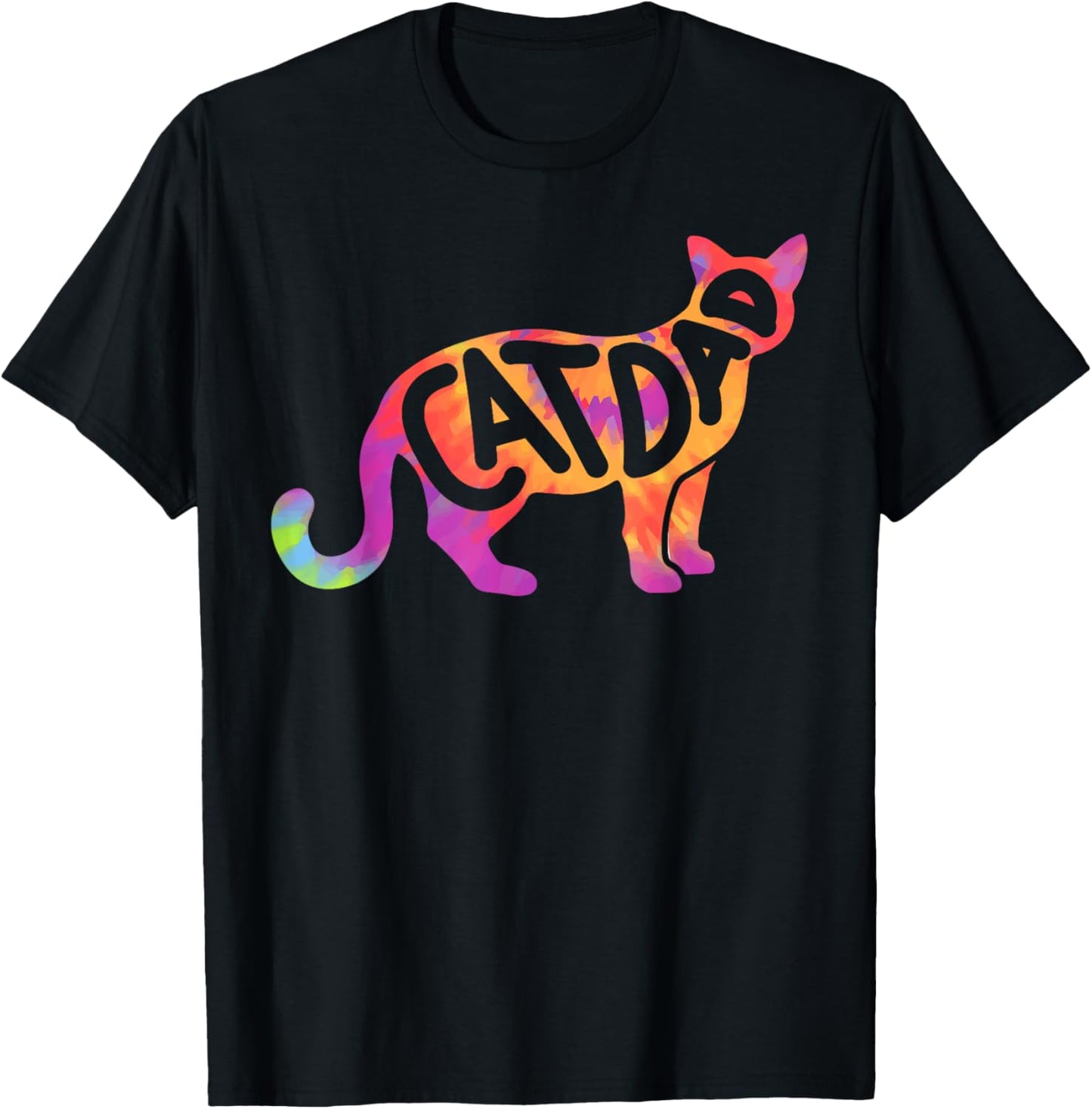 Cat Dad Daddy Father's Day Men Funny Tie Dye Retro Vintage T-Shirt