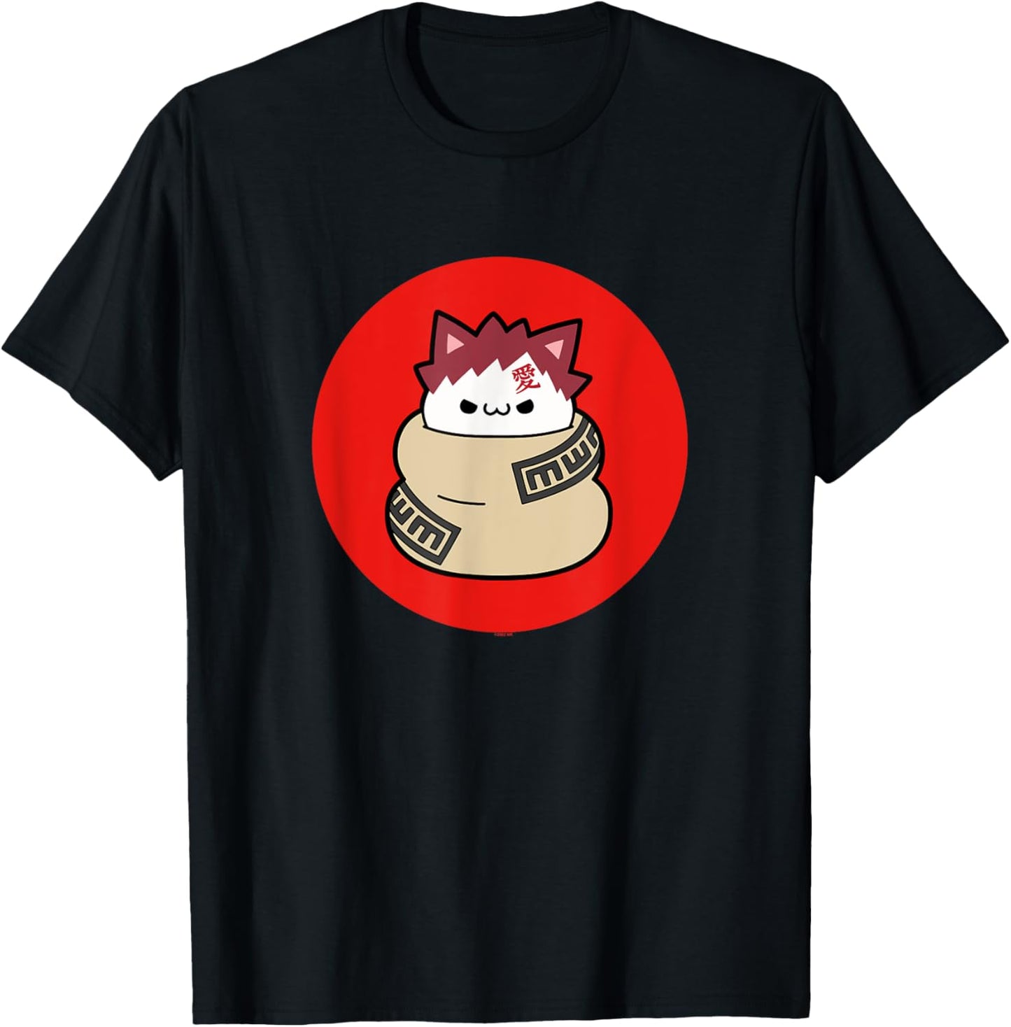 Cute Grumpy Gaara Cat Red Circle Big Chest Portrait T-Shirt