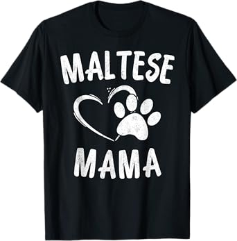 Fun Maltese Mama Gift Pet Lover Apparel Sleeve Dog Mom T-Shirt for Men Women Kids
