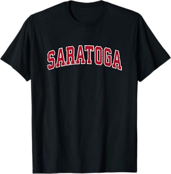 Saratoga California CA Vintage Sports Design Red Design T-Shirt