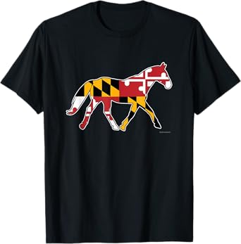 Maryland Horse Flag Decal T-shirt - Maryland Horses Shirt T-Shirt