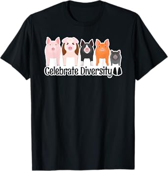 Celebrate Diversity Gifts for Pig Lovers Farm Breed Cute Pig T-Shirt