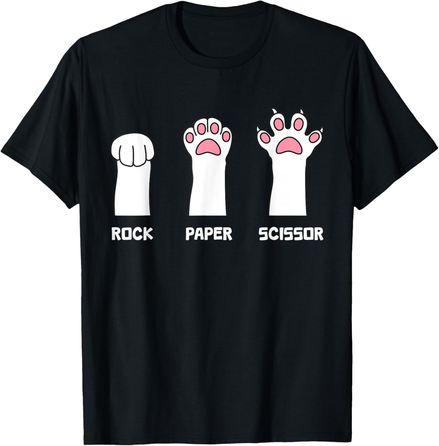 Rock Paper Scissors Cat Paws Game Cute Paw Funny Cat T-Shirt